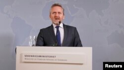 Danish Foreign Minister Anders Samuelsen speaks during a news conference in Copenhagen, Denmark, Oct. 30, 2018. 