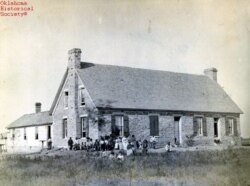 The first Fort Sill Indian School near Lawton, Ok., which operated from its opening in 1871 until 1899-1900. 2027, Josiah Butler Collection.