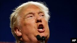 Republican presidential candidate Donald Trump speaks to supporters during a rally in Fort Worth, Texas, Feb. 26, 2016.