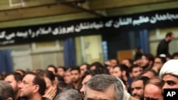 Gen. Amir Ali Hajizadeh, the head of the Guard's aerospace division, attends a mourning ceremony for Gen. Qassem Soleimani a day after a Ukrainian plane crash, in Tehran, Iran, Jan. 9, 2020. Photo released by Iran's supreme leader.