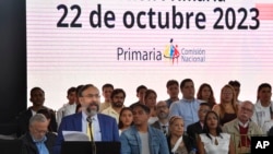 Jesús María Casal, presidente de la Comisión Nacional de Primaria, participa en el anuncio de la fecha del proceso opositor, el pasado 15 de febrero de 2023, en Caracas.