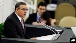 El ahora expresidente de El Salvador, Mauricio Funes, interviene en la ONU en reunión realizada en septiembre de 2013, en la sede del organismo, en Nueva York, Estados Unidos.