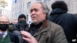 Former White House strategist Steve Bannon arrives at the FBI Washington Field Office, Nov., 15, 2021, in Washington.