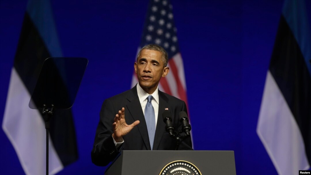 Predsednik Obama govori u koncertnoj dvorani Nordeau u Talinu u Estoniji, 3. septembra 2014. 