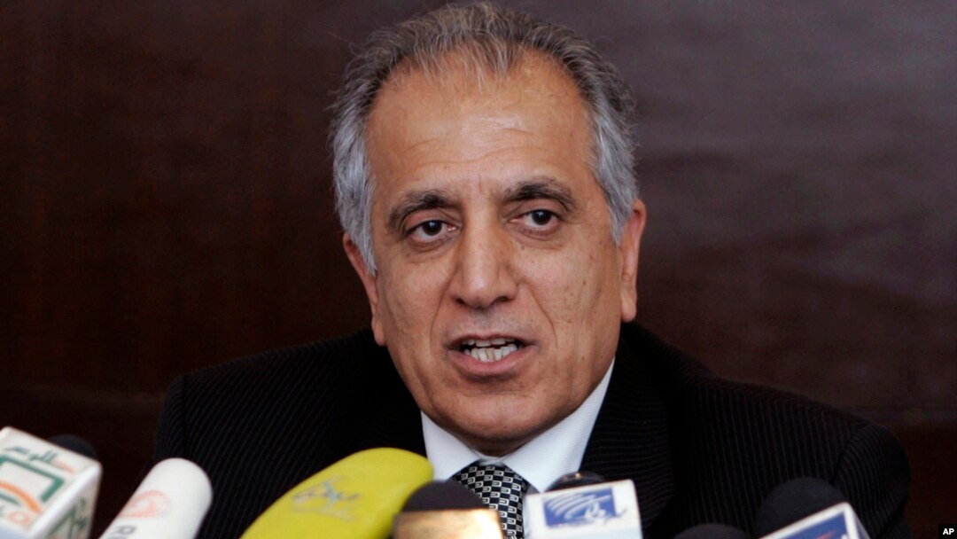 FILE - Zalmay Khalilzad, special adviser on reconciliation, speaks in Kabul, Afghanistan, March 13, 2009. Abdul Ghani Baradar, a co-founder of the Taliban has been appointed head of the group’s political office in Qatar as it negotiates with the U.S. to end the Afghan war.