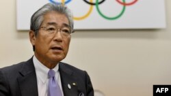 FILE - Japanese Olympic Committee President Tsunekazu Takeda speaks during an interview at his office in Tokyo, Jan. 19, 2018.