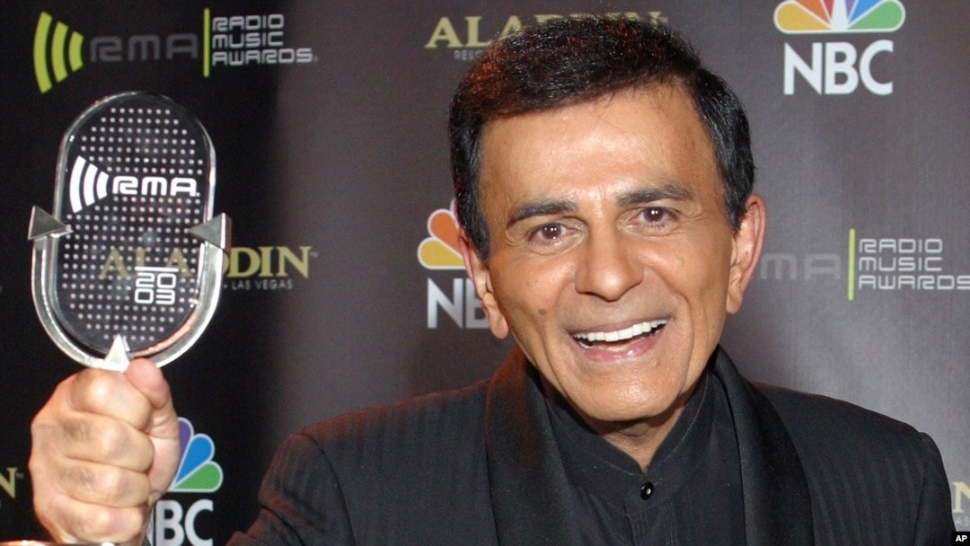 FILE - Casey Kasem poses for photographers after receiving the Radio Icon award during The 2003 Radio Music Awards in Las Vegas. Kasem died at the age of 82, June 15, 2014. 