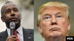 Los candidatos Ben Carson y Donald Trump se encuentran virtualmente empatados en el primer lugar por el Partido Republicano.