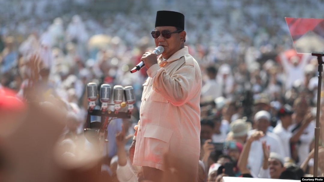 Capres Prabowo Subianto, berorasi dalam kampanye akbar di Stadium GBK, Senayan, Jakarta, Minggu pagi (7/4) (Prabowo-Sandi Media Center).