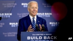 Democratic presidential candidate Joe Biden speaks at a campaign event at the Colonial Early Education Program at the Colwyck Training Center, July 21, 2020, in New Castle, Del.