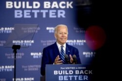 Democratic presidential candidate Joe Biden speaks at a campaign event at the Colonial Early Education Program at the Colwyck Training Center, July 21, 2020, in New Castle, Del.
