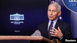 FILE - U.S. National Institute of Allergy and Infectious Diseases Director Anthony Fauci speaks at the daily press briefing at the White House in Washington, Jan. 21, 2021. 