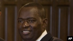 FILE - Zimbabwe's Foreign Minister Sibusiso Moyo in Harare, Zimbabwe, on Jan. 12, 2020.