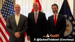 نێردەی ئەمەریکا تۆم باراک ڕۆژی دووشەممە، 15ی شەشی 2026، لە بەغدا چاوی کەوت بە قوباد تاڵەبانی و بافڵ تاڵەبانی.