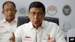 Menkopolhukam Wiranto dalam sebuah konferensi pers di Jakarta, 24 September 2019.