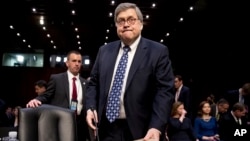 William Barr saat memberikan kesaksian di depan Komisi Senat AS di Gedung Capitol 15 Januari 2019 lalu.