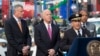 Chief of Patrol Carlos Gomez, right, gives a security briefing with Mayor Bill de Blasio, left, and Police Commissioner James O'Neill in Times Square, Nov. 7, 2016. 