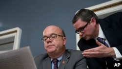 House Rules Committee Chairman Jim McGovern, D-Mass., presides over a markup of the resolution that will formalize the next steps in the impeachment inquiry of President Donald Trump, at the Capitol in Washington, Oct. 30, 2019. 