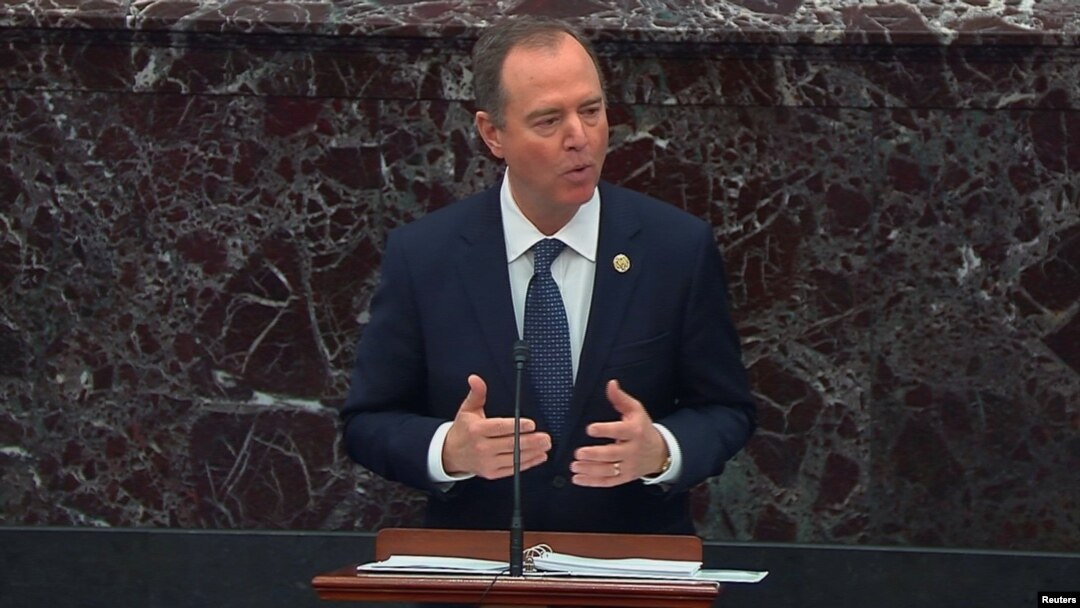 Anggota DPR AS Adam Schiff pada hari kedua sidang pemakzulan Presiden Donald Trump. (Foto: Reuters)