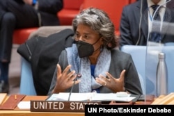 Посолка США до ООН Лінда Томас-Грінфілд під час засідання виступала кілька разів