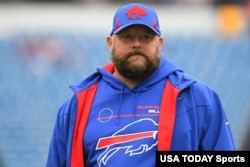 FILE - Buffalo Bills offensive coordinator Brian Daboll is seen prior to a game against the Miami Dolphins at Highmark Stadium, in Orchard Park, New York, Oct. 31, 2021. (USA Today Sports via Reuters)