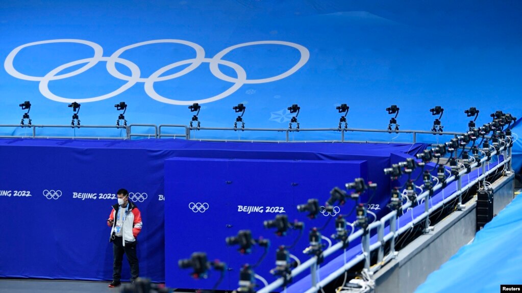 北京冬奥会的短道速滑赛场。（2022年2月1日）(photo:VOA)