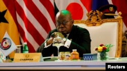 ECOWAS Chairman and Ghana's President Nana Akufo-Addo attends the opening of the second emergency summit of heads of state of the Economic Community of West African States members, to discuss the bloc's response to a military coup in Burkina Faso, in Accra, Ghana, Feb. 3, 2022. 