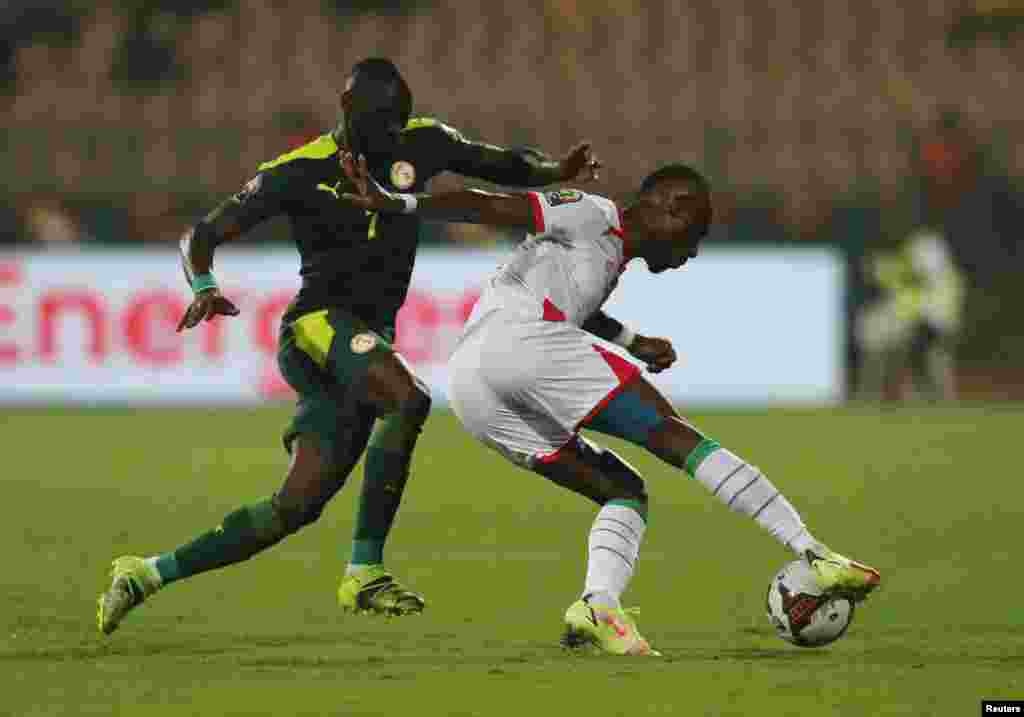 Burkina Faso&#39;s Cyrille Bayala in action during the game against Senegal in Cameroon, Feb. 2, 2022. 