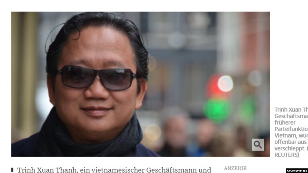 Hình ảnh Trịnh Xuân Thanh trên nhật báo Đức Suedeutsche Zeitung. Một kinh tế gia của EU khuyên Việt Nam nên tìm "dê tế thần" để chịu trách nhiệm vụ bắt cóc TXT nhằm giải quyết căng thẳng với Đức và có được hiệp định thương mại tự do với EU.