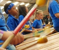 Students participate in the Education Africa International Marimba and Steelpan Festival in South Africa, July 27 and 28, 2019. (Marize de Klerk/VOA)