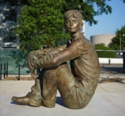 The memorial features a statue of Dwight D. Eisenhower as a young boy. (Courtesy - Eisenhower Memorial Commission)