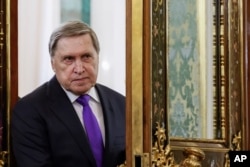 Russian foreign policy aide Yuri Ushakov, attending a meeting at the Grand Kremlin Palace in Moscow on March 13, 2025, threw doubt on a proposed 30-day ceasefire between Russia and Ukraine, saying it would give Ukraine a temporary respite from fighting.