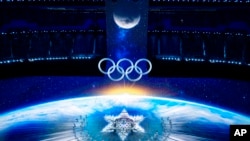 2022年2月4日北京冬奧會開幕式上舞者在表演。