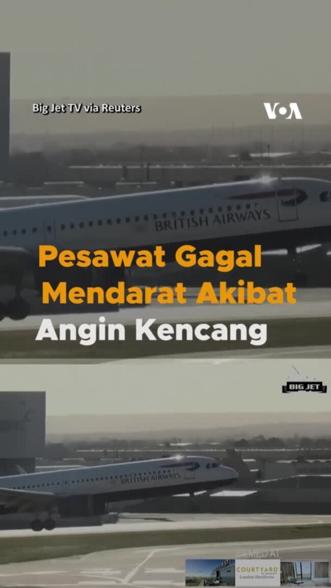 Pesawat Gagal Mendarat Akibat Angin Kencang di Inggris