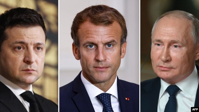 Ukrayna Cumhurbaşkanı Zelenski, Fransa Cumhurbaşkanı Macron ve Rusya Cumhurbaşkanı Putin