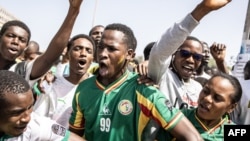 Supporters cheers ahead of the Senegalese football team's arrival in Dakar on Feb. 07, 2022, after winning, for the first time, the Africa Cup of Nation's.