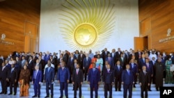 African heads of state gather for a group photograph at the 35th Ordinary Session of the African Union (AU) Assembly in Addis Ababa, Ethiopia, Feb. 5, 2022.