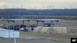 U.S. Army equipment at the Rzeszow-Jasionka airport in southeastern Poland, on Saturday, Feb. 5, 2022. 