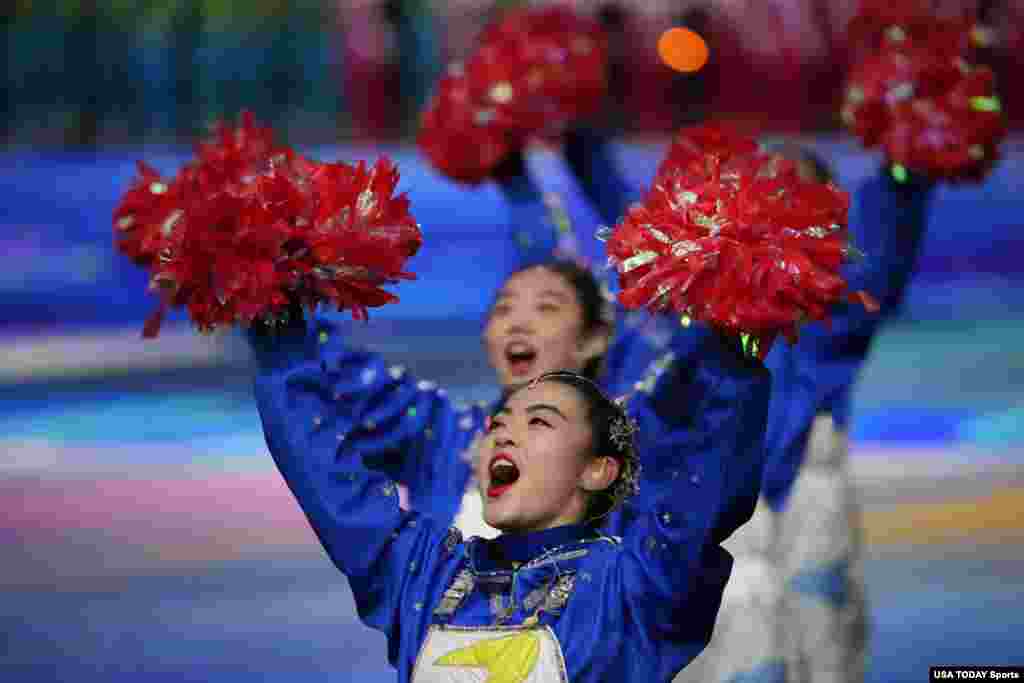 Dancers perform during the Opening Ceremony of the Beijing 2022 Winter Olympic Games at Beijing National Stadium.