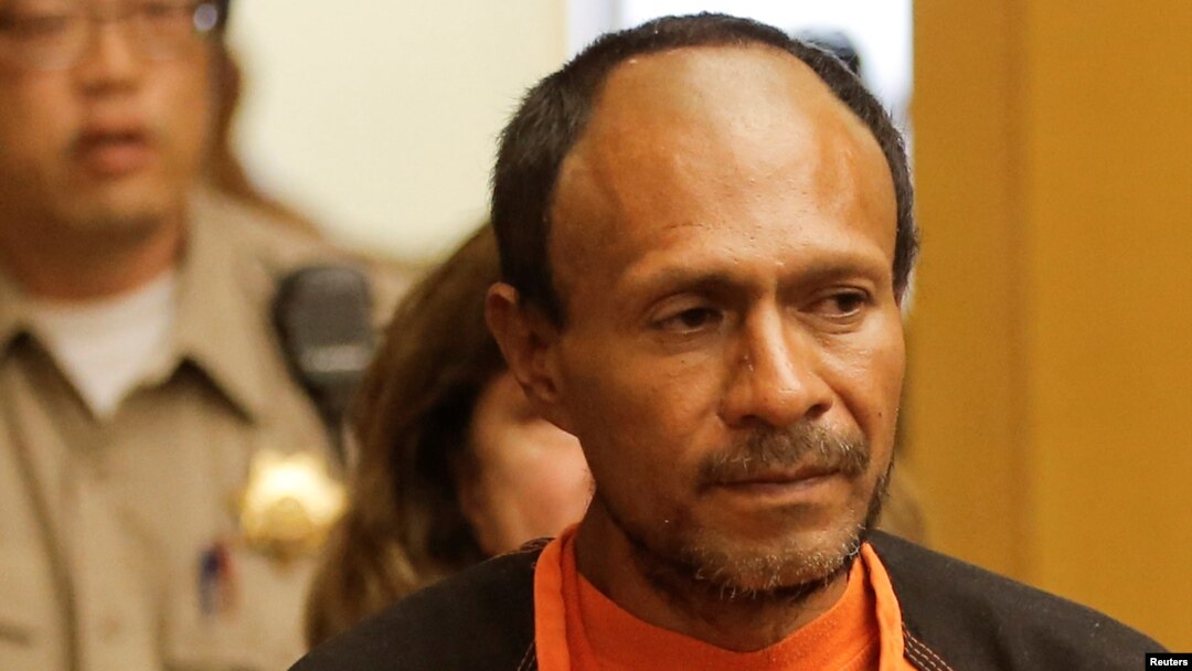 FILE - Jose Ines Garcia Zarate, arrested in connection with the July 1, 2015, shooting of Kate Steinle on a pier in San Francisco, enters the Hall of Justice for his arraignment in San Francisco, July 7, 2015.