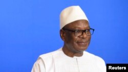 FILE - Mali's President Ibrahim Boubacar Keita is pictured at a news conference in Gao, May 19, 2017.