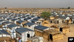 FILE: An aerial view of Jere Camp where people displaced by Islamist extremists are residing, including Iza Ali, in Maiduguri, Nigeria. Attacks on aid workers are on the rise in northeast Nigeria, an area beset by insurgency. Taken 5.2.2022