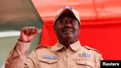 FILE — Kenya's opposition leader Raila Odinga addresses supporters where he called for mass action against high cost of living , Nairobi, March 9, 2023. 