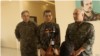 SDF general commander Mazlum Abdi, center, speaks during a press conference in Kobani, Syria, July 22, 2019. (S. Kajjo/VOA video grab)