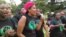 Black First Land First activists gathered Friday morning in Pretoria, South Africa, to demand that land be given to black South Africans as compensation for colonial-era land seizures. (A. Powell/VOA)