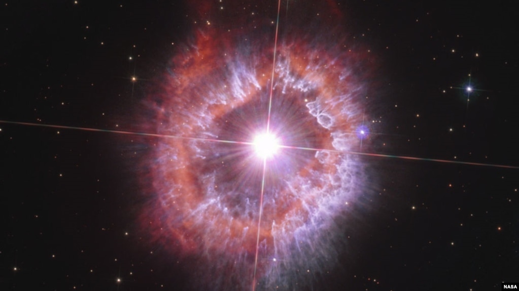 FILE - At the center of this 2021 Hubble image, processed by Judy Schmidt, sits AG Carinae, a supergiant star located about 20,000 light-years away in the southern constellation Carina. (Credit: NASA, ESA, STScI)