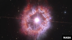 FILE - At the center of this 2021 Hubble image, processed by Judy Schmidt, sits AG Carinae, a supergiant star located about 20,000 light-years away in the southern constellation Carina. (Credit: NASA, ESA, STScI)