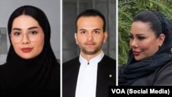 از راست شادی فلاحتی، حسام پوراحمدی و شهرزاد شربیانی