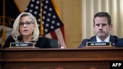 ARHIVA - Republikanski članovi Kongresa Liz Čejni i Adam Kinzindžer tokom sednice odbora koji istražuje upad Trampovih pristalica na Kapitol (Foto: AFP/Drew Angerer/Pool)