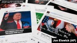 Some of the Facebook and Instagram ads linked to a Russian effort to disrupt the American political process and stir up tensions around divisive social issues, released by members of the U.S. House Intelligence committee.